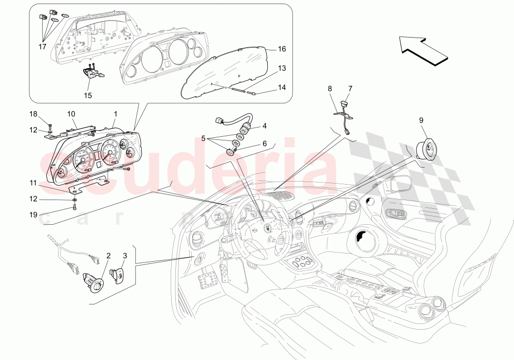 PASSENGER COMPARTMENT DEVICES (Dashboard Available with: "GranSport MC Victory" Version) of Maserati Maserati GranSport Coupe (2005-2007)