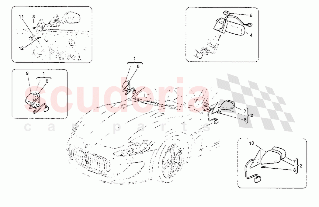 Internal and External Rear-View Mirrors of Maserati Maserati GranTurismo MC Stradale