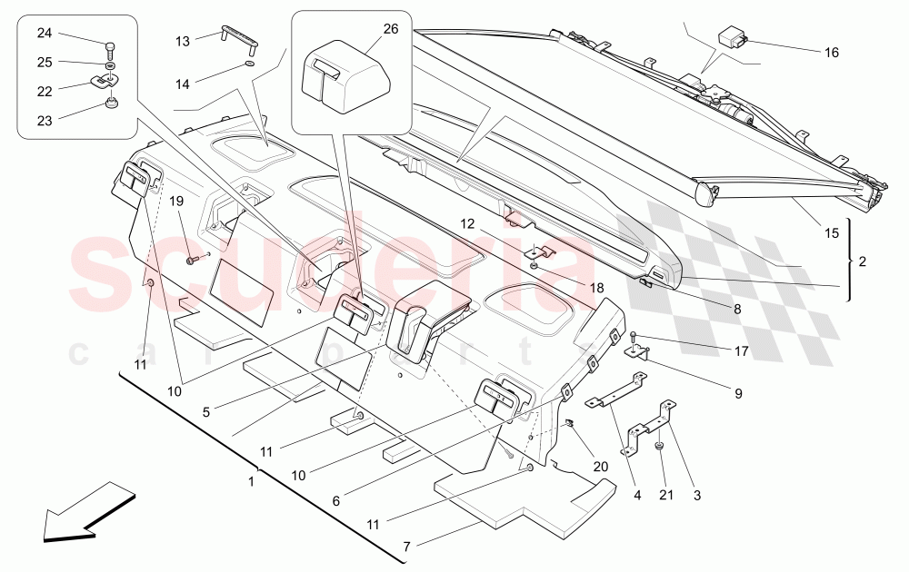 REAR PARCEL SHELF (Available with: POWER REAR SUNBLIND) of Maserati Maserati Ghibli (2014-2016) S