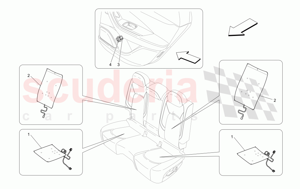 REAR SEATS: MECHANICS AND ELECTRONICS (Not available with: SPORT 8-WAY POWER FRONT SEATS, 12 WAYS WITH MEMORIES FOR LEVANTE MY18/19, SPORT EQUIPMENT) of Maserati Maserati Levante (2017+)