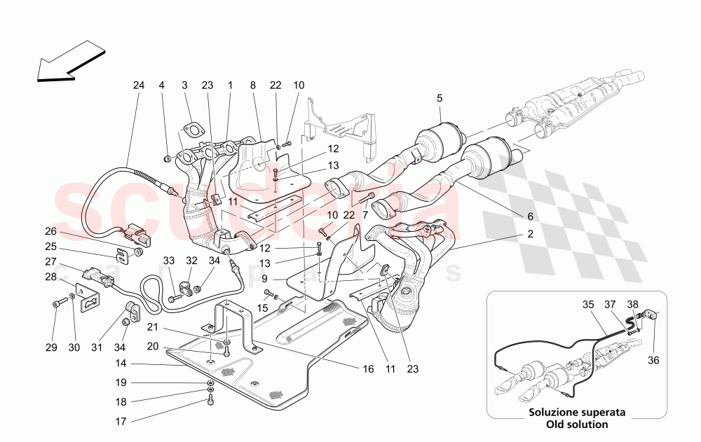 EXHAUST SYSTEM of Maserati Maserati 4200 Coupe (2002-2004) GT