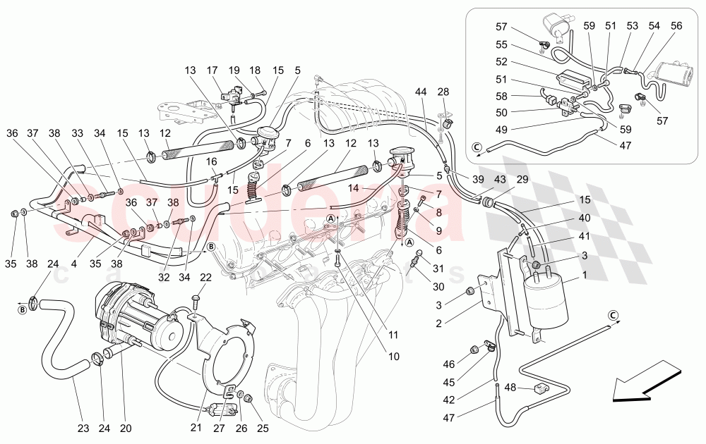 ADDITIONAL AIR SYSTEM of Maserati Maserati GranSport Spyder (2005-2007)
