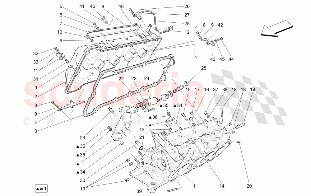 RH CYLINDER HEAD of Maserati Maserati 4200 Spyder (2005-2007) GT