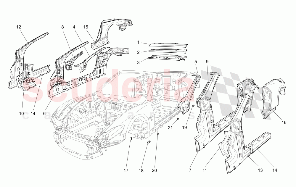 BODYWORK AND CENTRAL OUTER TRIM PANELS of Maserati Maserati GranCabrio (2017+) Special Edition