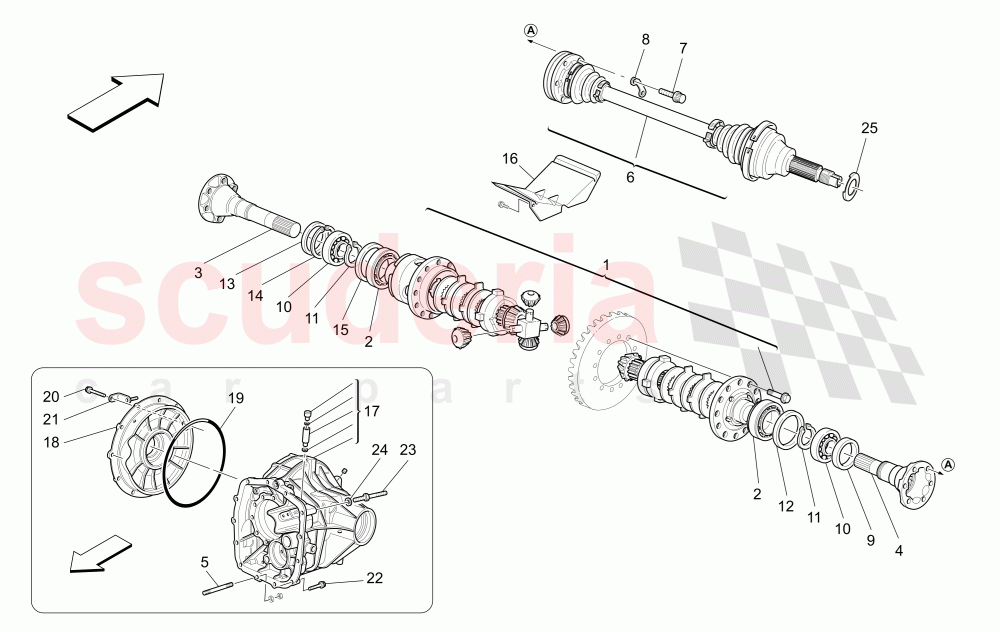 DIFFERENTIAL AND REAR AXLE SHAFTS of Maserati Maserati Quattroporte (2003-2007) DuoSelect