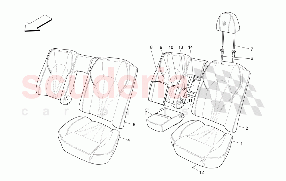 REAR SEATS: TRIM PANELS (Available with: Special EditionNot available with: CENTENNIAL INTERNALS) of Maserati Maserati GranTurismo (2017+) Special Edition CC