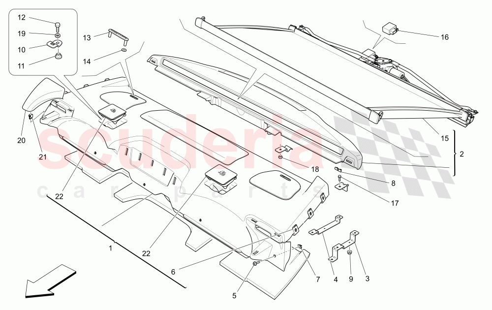 REAR PARCEL SHELF (Available with: COMFORT-LUXURY REAR SEATS WITH CENTRAL CONSOLE) of Maserati Maserati Quattroporte (2013-2016) S Q4