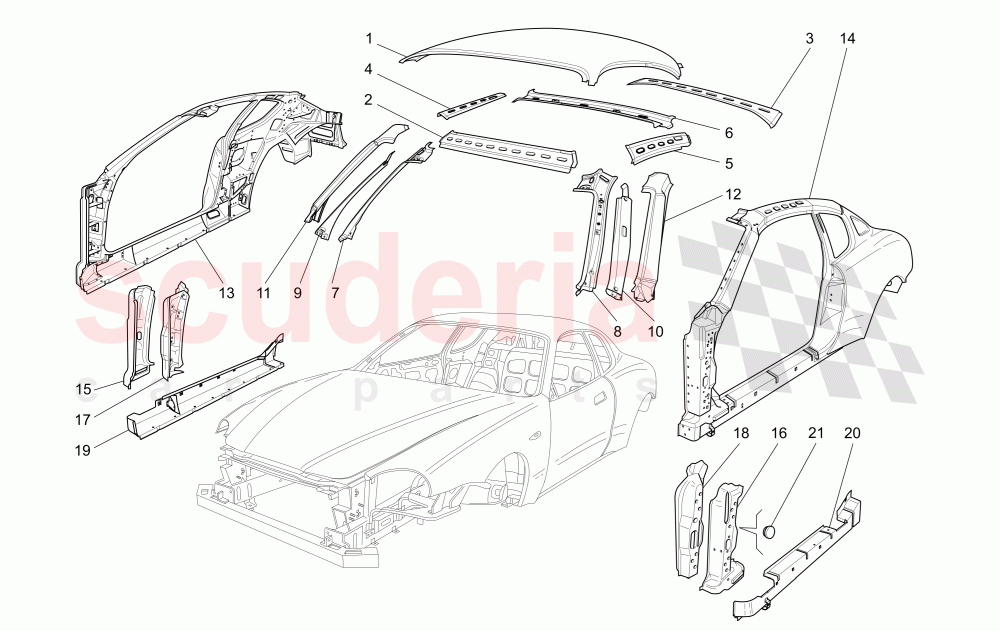 BODYWORK AND CENTRAL OUTER TRIM PANELS (Available with: "GranSport MC Victory" Version) of Maserati Maserati GranSport Coupe (2005-2007)