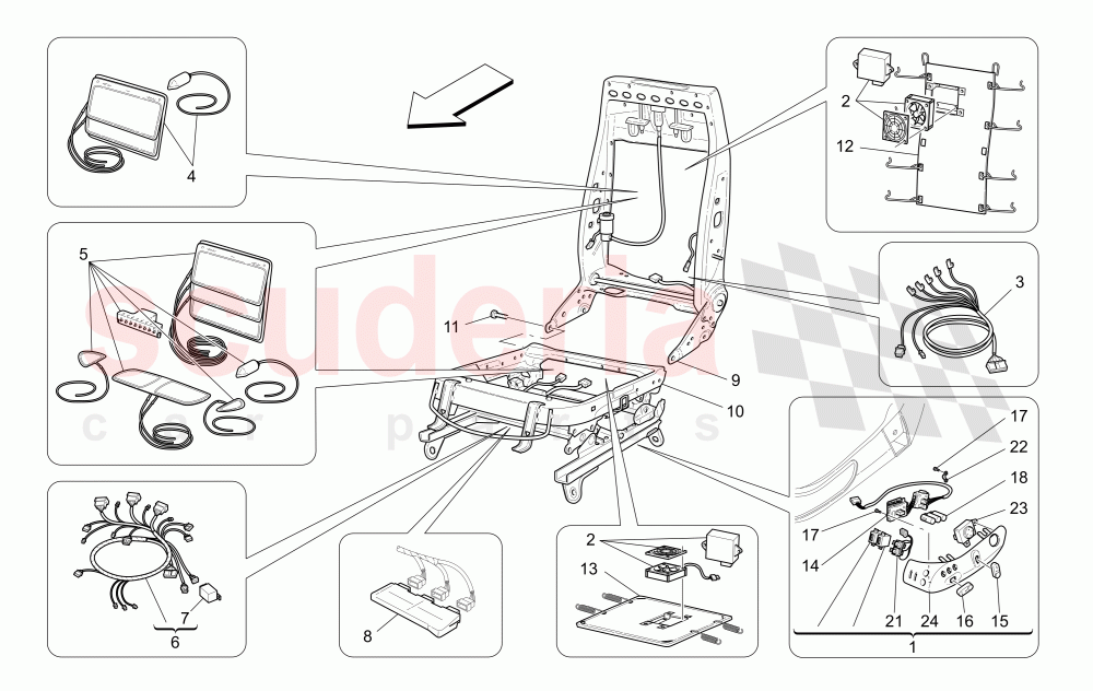 FRONT SEATS: MECHANICS AND ELECTRONICS of Maserati Maserati Quattroporte (2003-2007) DuoSelect