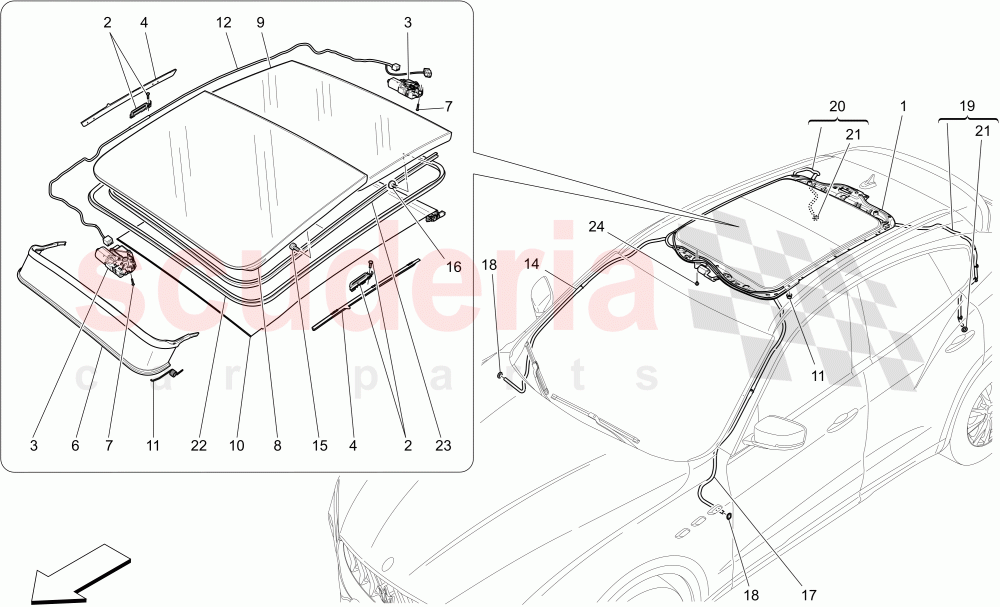 SUNROOF (Available with: LARGE SUNROOF WITH ELECTRICAL DRIVE) of Maserati Maserati Levante (2017+)