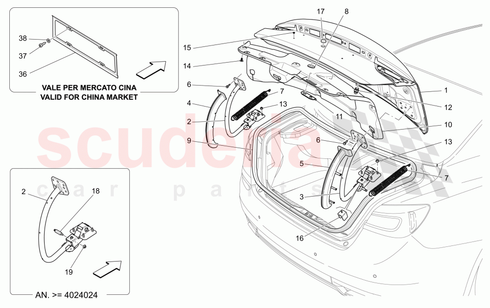 REAR LID (Not available with: POWER LIFTGATE WITH KICK SENSOR) of Maserati Maserati Quattroporte (2013-2016) V6 330bhp