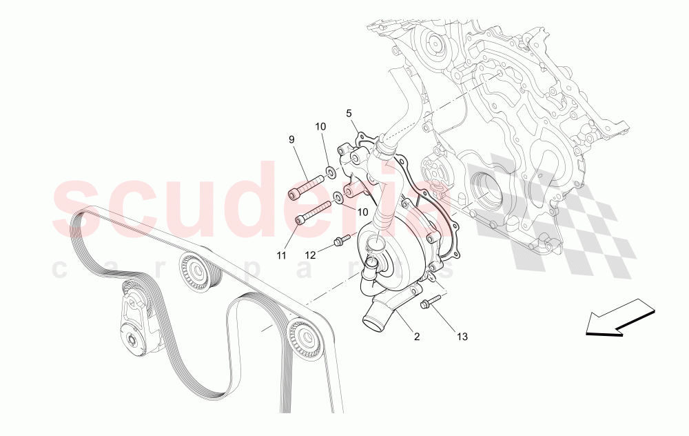 COOLING SYSTEM: WATER PUMP of Maserati Maserati Ghibli (2014-2016) S Q4