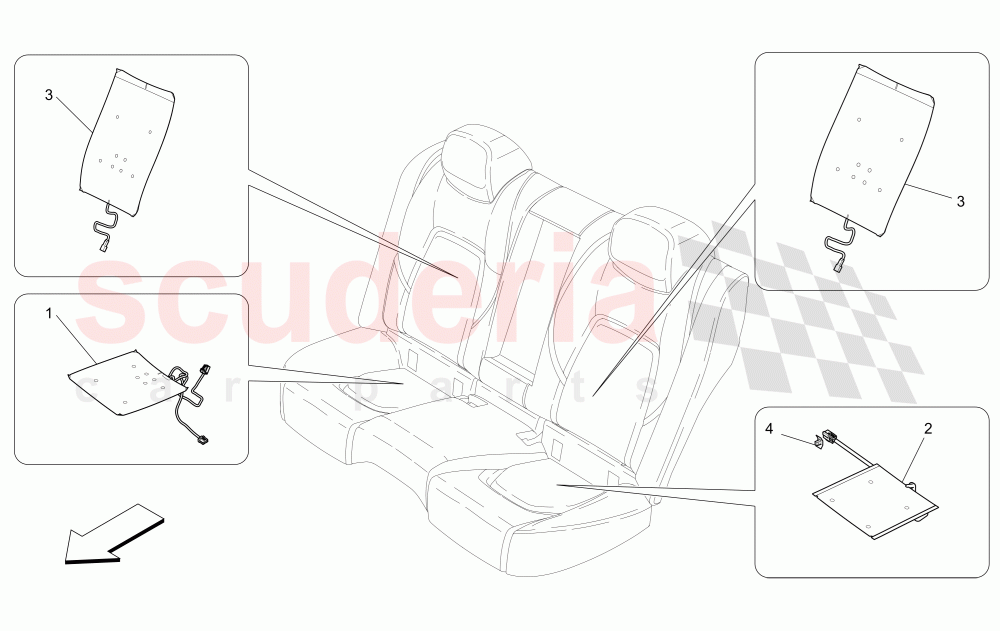 REAR SEATS: MECHANICS AND ELECTRONICS (Not available with: SPORT 8-WAY POWER FRONT SEATS, 12 WAYS WITH MEMORIES FOR LEVANTE MY18/19, SPORT EQUIPMENT) of Maserati Maserati Ghibli (2014-2016)