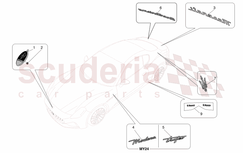 TRIMS, BRANDS AND SYMBOLS of Maserati Maserati GranTurismo M189    AUTOMATIC 4WD 3.0 BT V6 490 HP