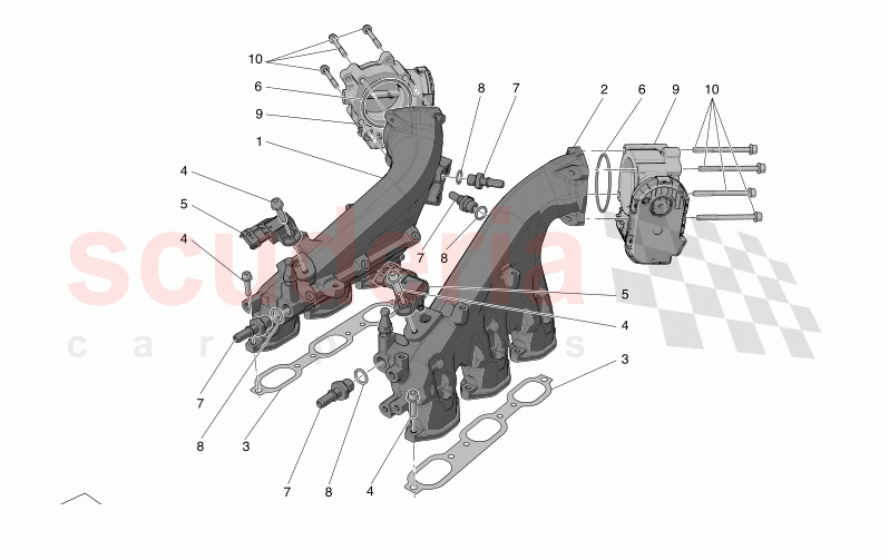 INTAKE MANIFOLD AND THROTTLE BODY of Maserati Maserati MC20 Automatic 3.0 BT V6 2WD 630HP