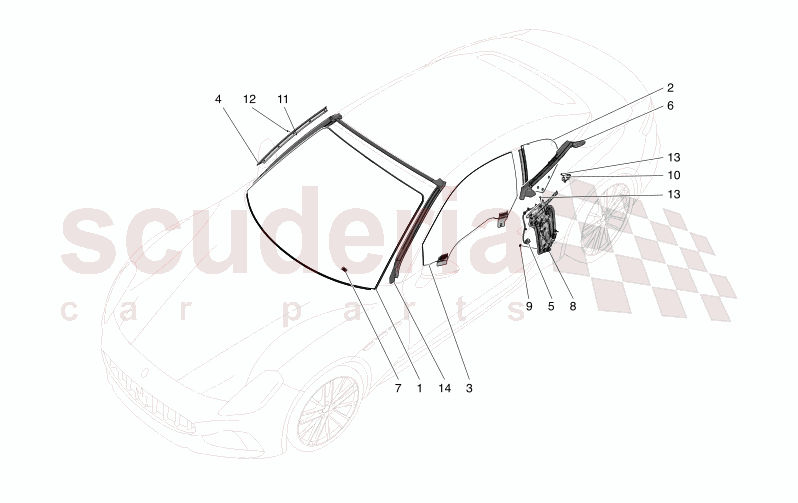 WINDOWS AND WINDOW STRIPS of Maserati Maserati GranCabrio M189    AUTOMATIC 4WD 3.0 BT V6 490 HP