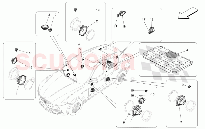 SOUND DIFFUSION SYSTEM of Maserati Maserati Levante Modena Automatic 3.0 BT V6 4WD 350HP