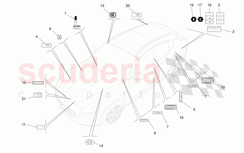 STICKERS AND LABELS of Maserati Maserati Grecale Folgore Automatic 4WD BEV 400 kW