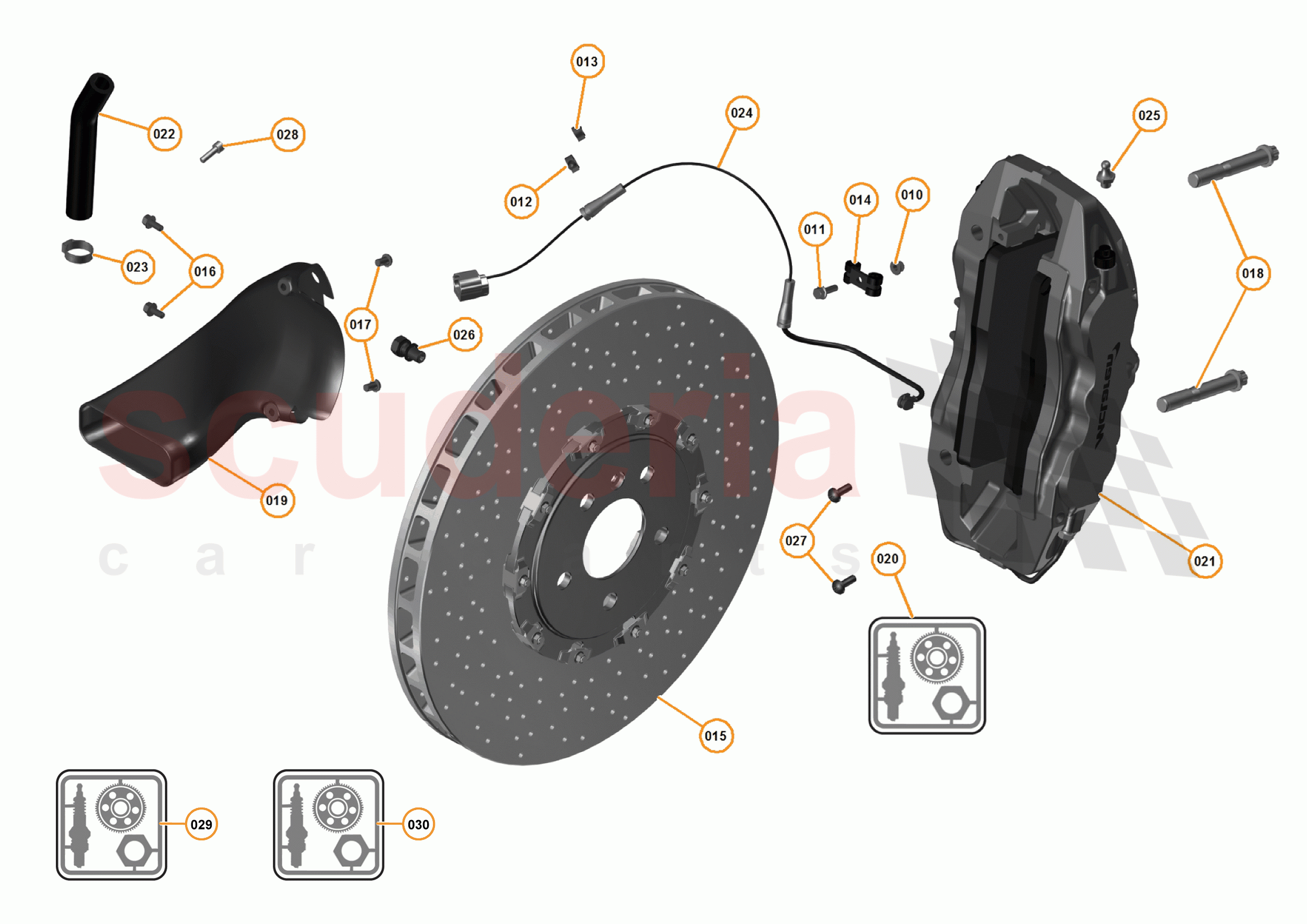 9 - C1 - BRAKE SYSTEM - 9.1 - 01 - FRONT BRAKE DISCS AND CALIPERS of McLaren McLaren 12C Spider