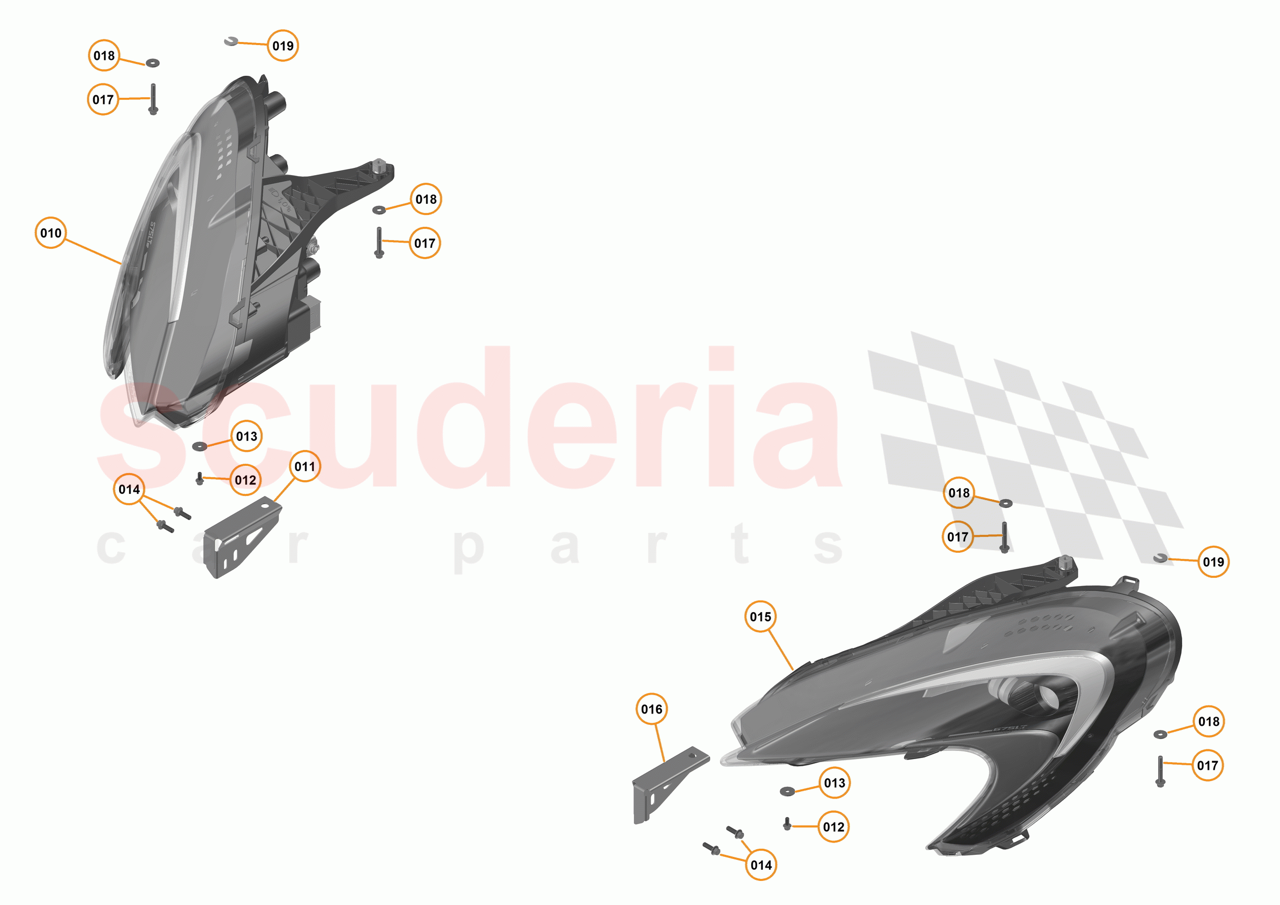 2 - A2 - EXTERIOR TRIM, LIGHTING, AND WIPERS - 2.4 - 04 - FRONT LAMPS AND SIDE MARKERS of McLaren McLaren 675LT Coupe