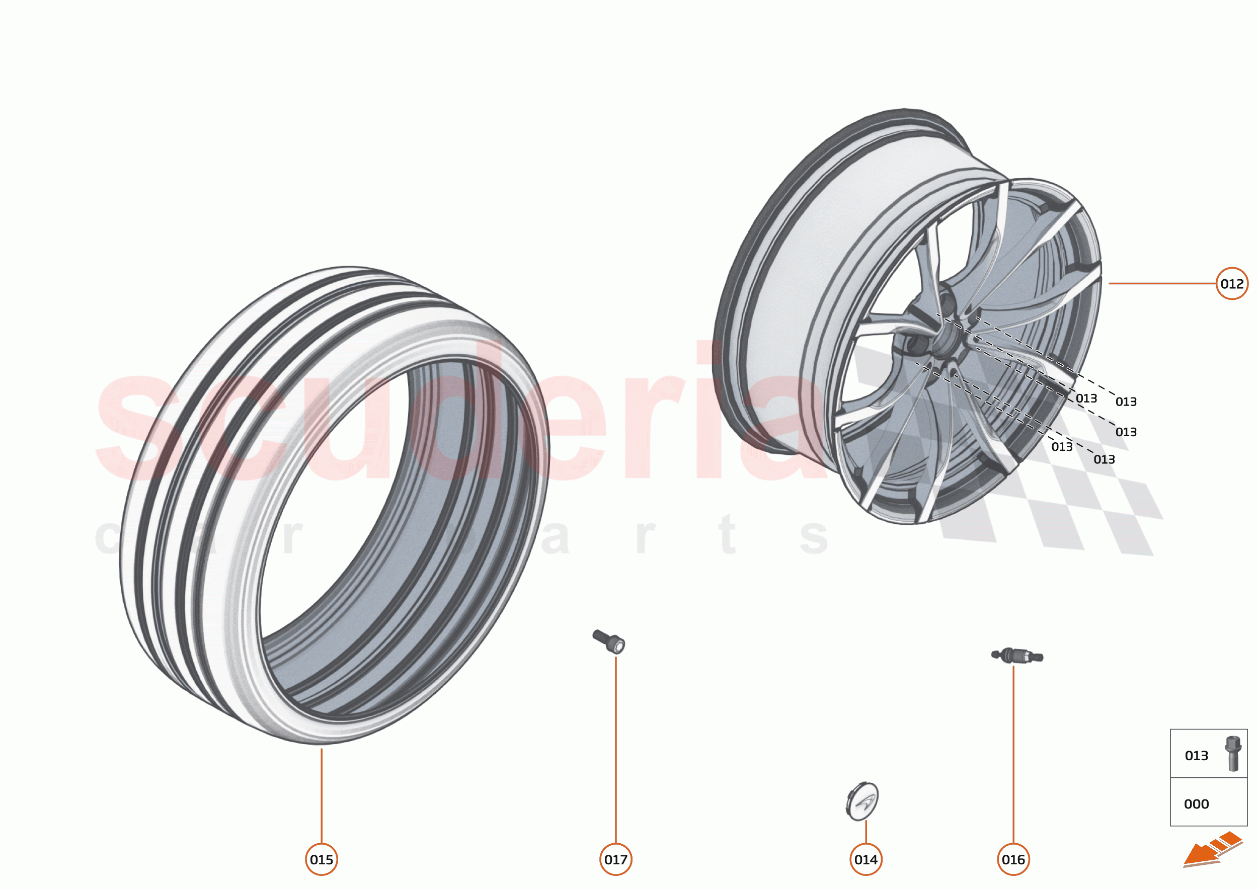 18 - SUSPENSION - 18.11 - WHEEL AND TYRE ASSEMBLIES FRONT LEFT of McLaren McLaren Artura