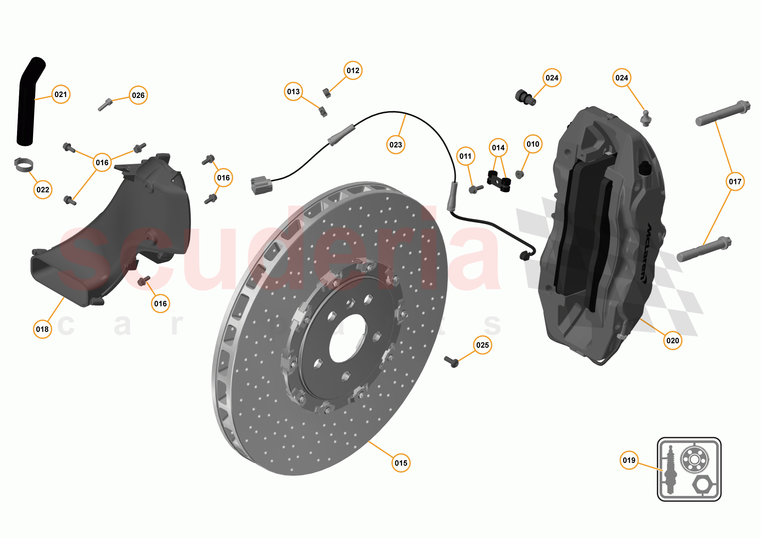 9 - C1 - BRAKE SYSTEM - 9.1 - 01 - FRONT BRAKE DISCS AND CALIPERS  of McLaren McLaren 675LT Coupe