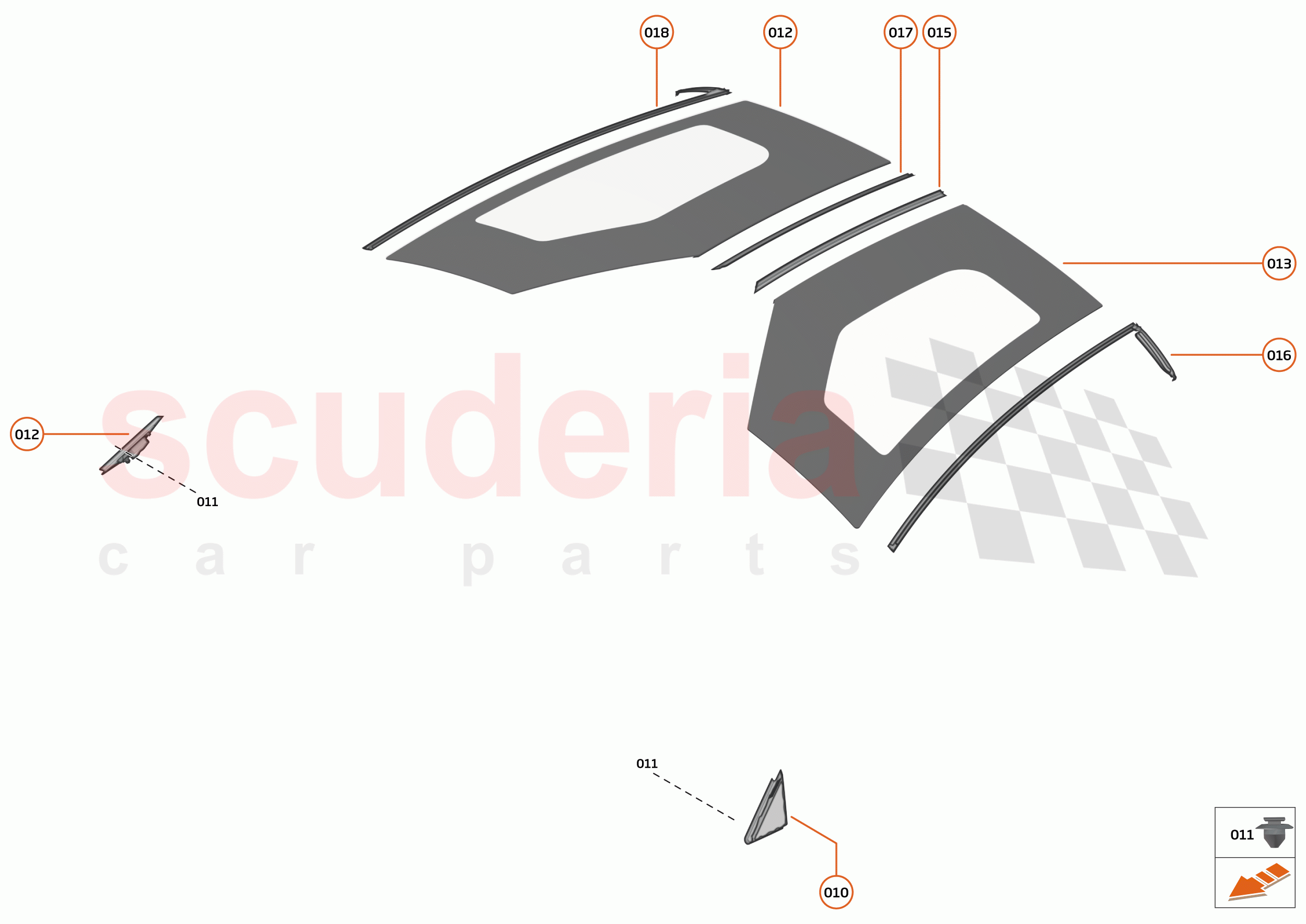 9 - GLAZING - 9.1 - DOOR GLAZING - FIXED of McLaren McLaren 750S Coupe