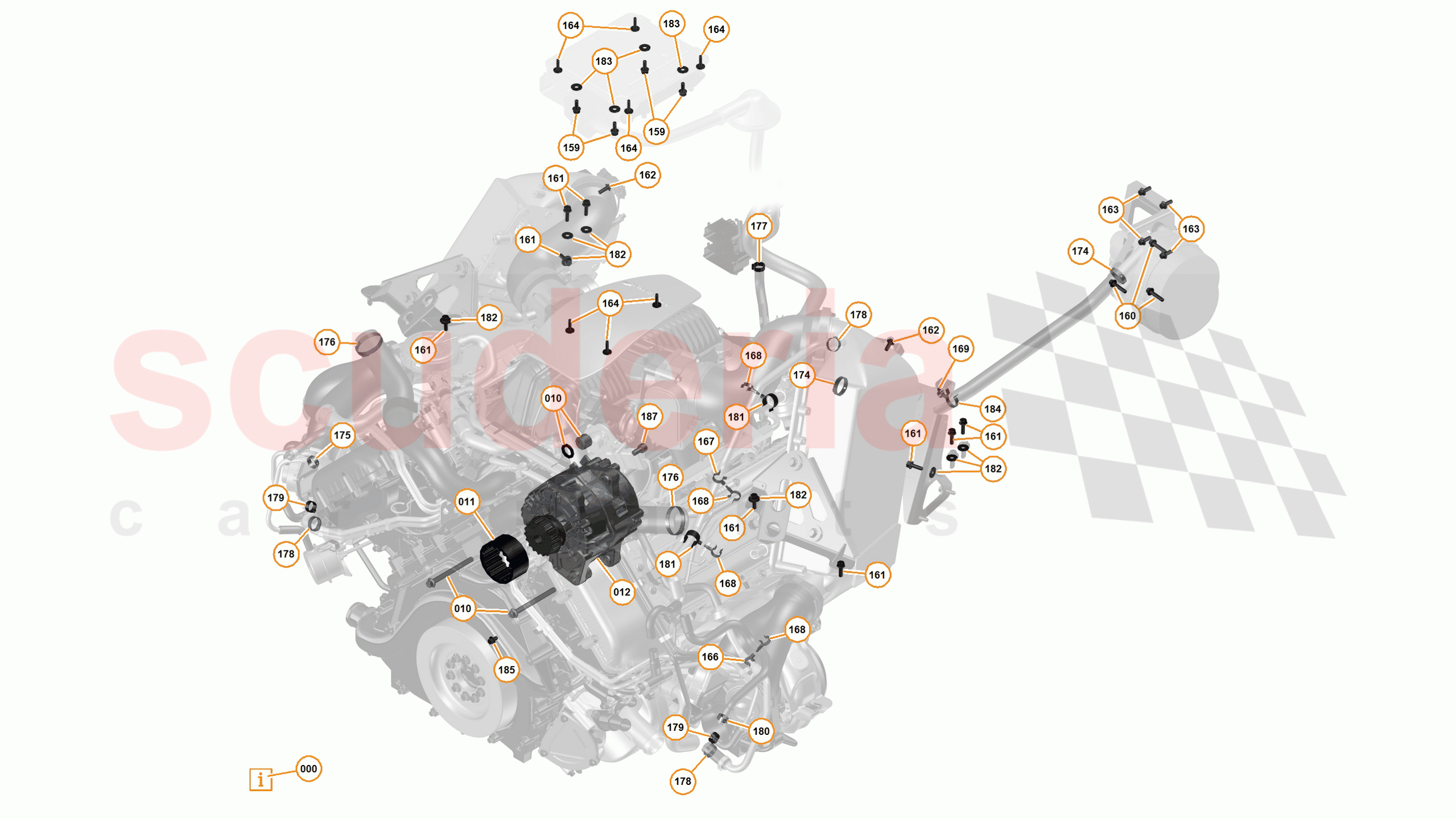 16 - F1 - POWER UNIT - 16.1 - 01 - POWER UNIT - ALTERNATOR + CLIPS (VARIOUS) of McLaren McLaren 625C Spider