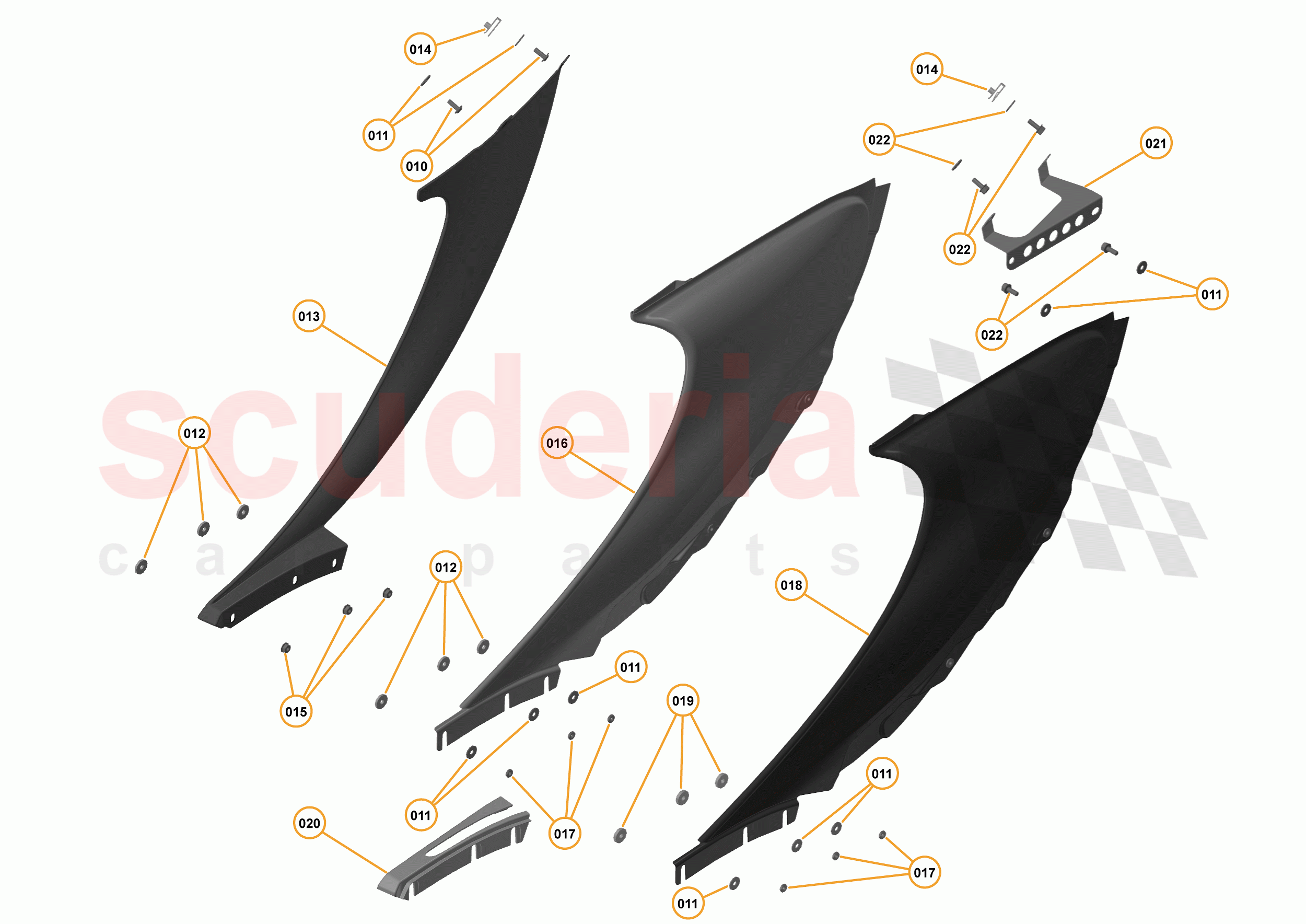 4 - A4 - PANELS, GLAZING, AND PAINT - 4.7 - 03 - SIDE INTAKE PANELS - 625C & 650S of McLaren McLaren 650S Spider