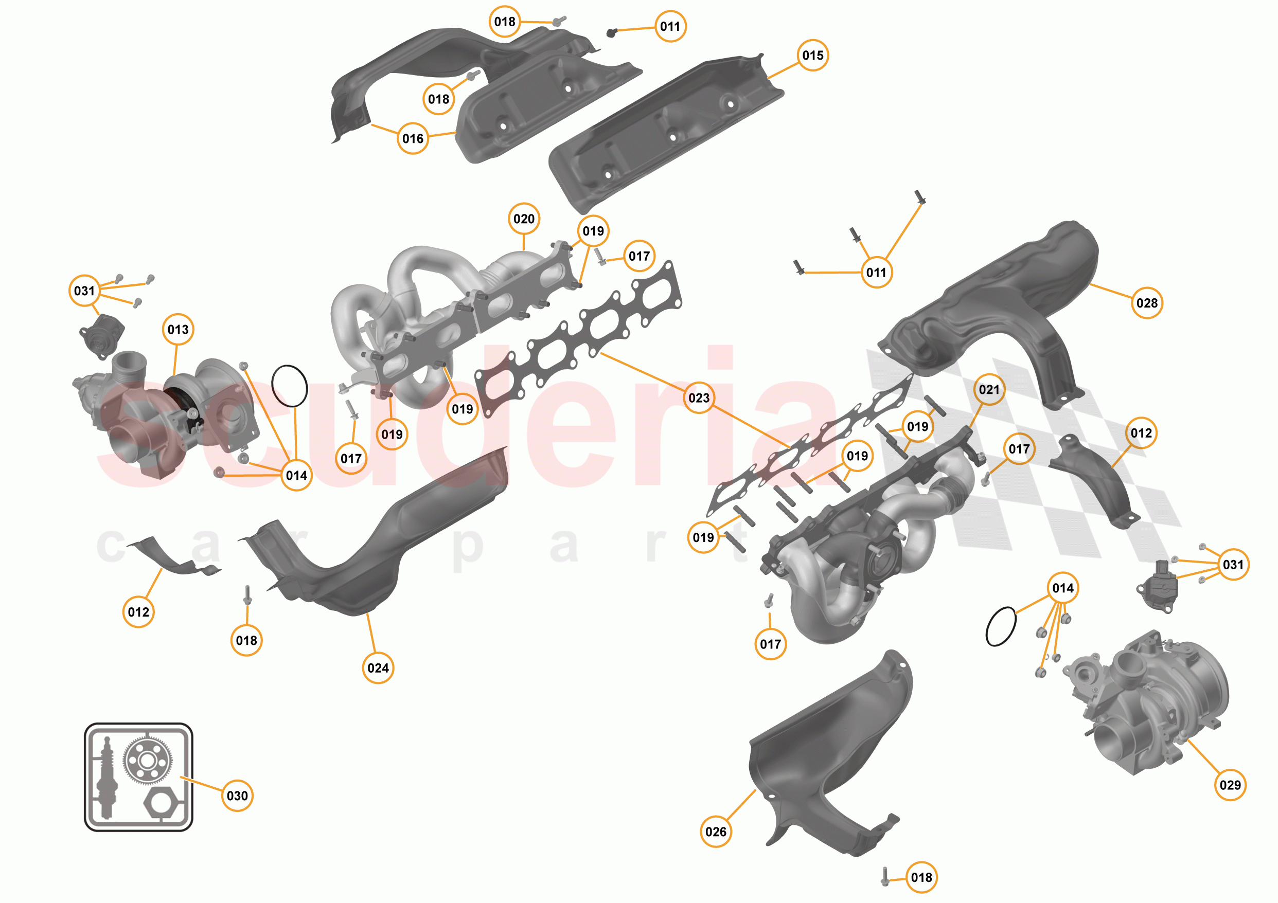 32 - ENGINE - 32.4 - EXHAUST MANIFOLD & TURBOCHARGERS of McLaren McLaren 540C Coupe
