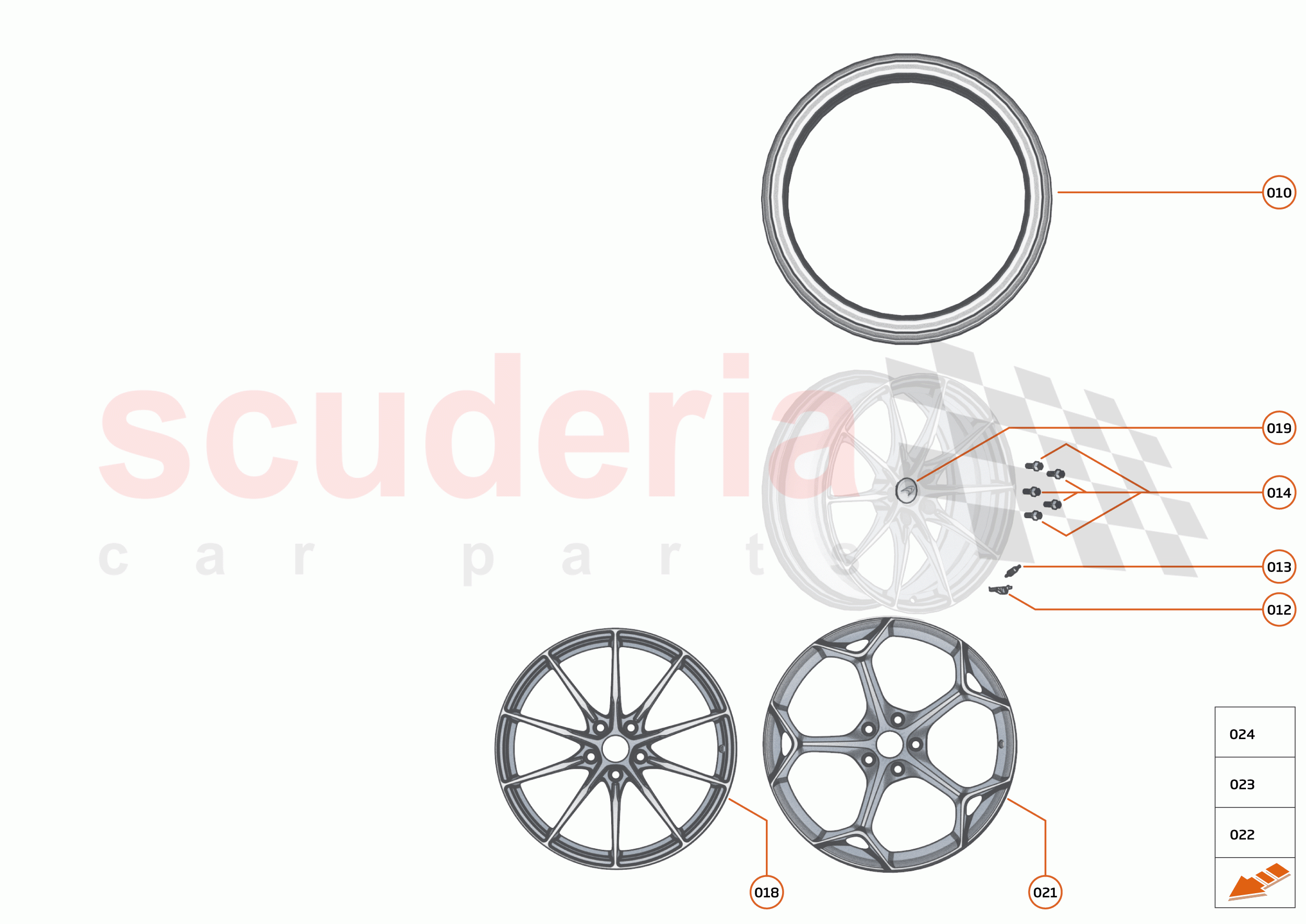 22 - SUSPENSION - WHEELS AND TYRES REAR - 22.1 - WHEEL AND TYRE ASSEMBLIES REAR of McLaren McLaren 600LT Spider