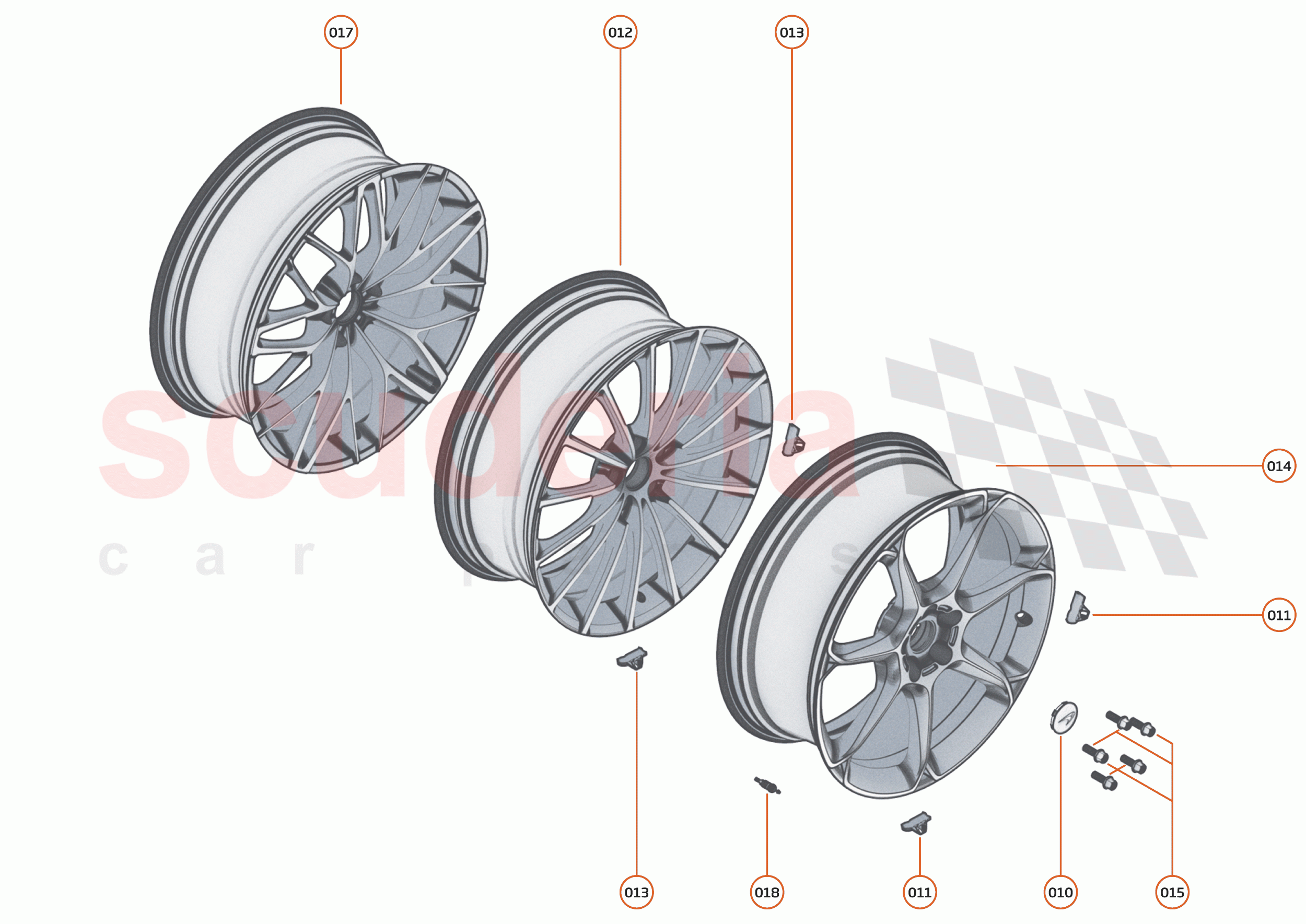 18 - SUSPENSION - 18.11 - WHEEL AND TYRE ASSEMBLIES FRONT LEFT of McLaren McLaren GT