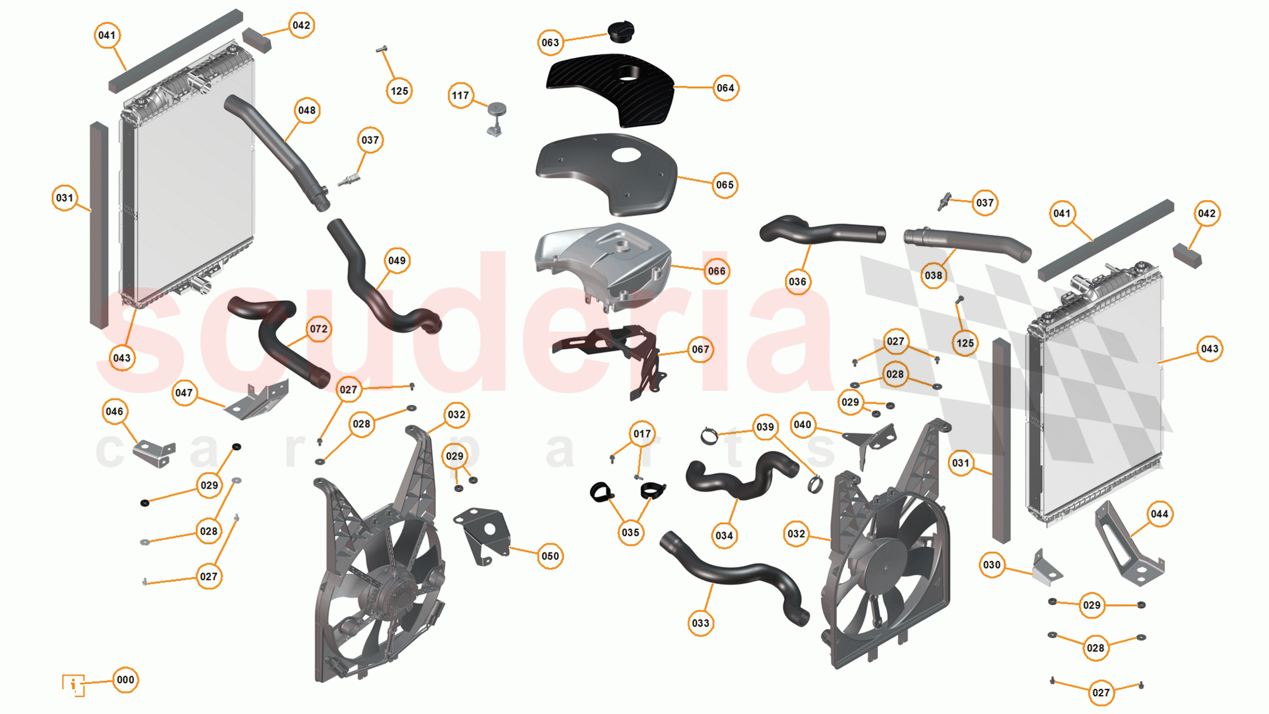 14 - L1 - COOLING SYSTEM - 14.2 - 01 - MAIN ENGINE RADIATORS, FANS AND COOLANT RESERVOIR of McLaren McLaren 650S Spider