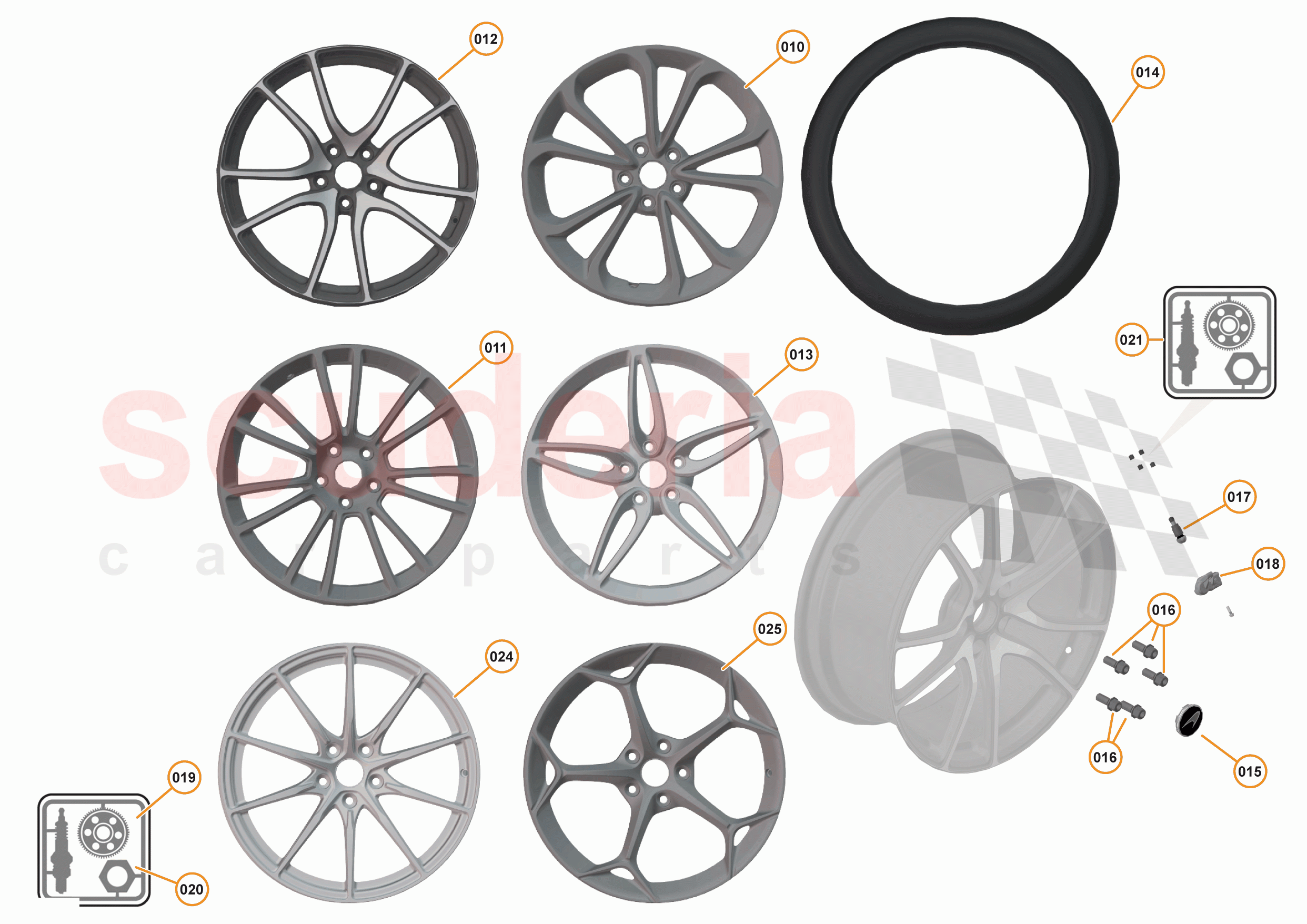 19 - SUSPENSION - WHEELS & TYRES FRONT - 19.1 - WHEEL &TYRE ASSEMBLIES FRONT of McLaren McLaren 570S Coupe