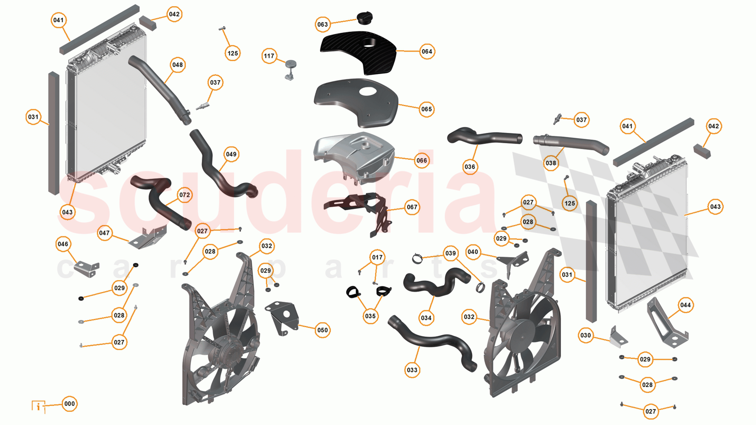 14 - L1 - COOLING SYSTEM - 14.2 - 01 - MAIN ENGINE RADIATORS, FANS AND COOLANT RESERVOIR of McLaren McLaren 650S Coupe