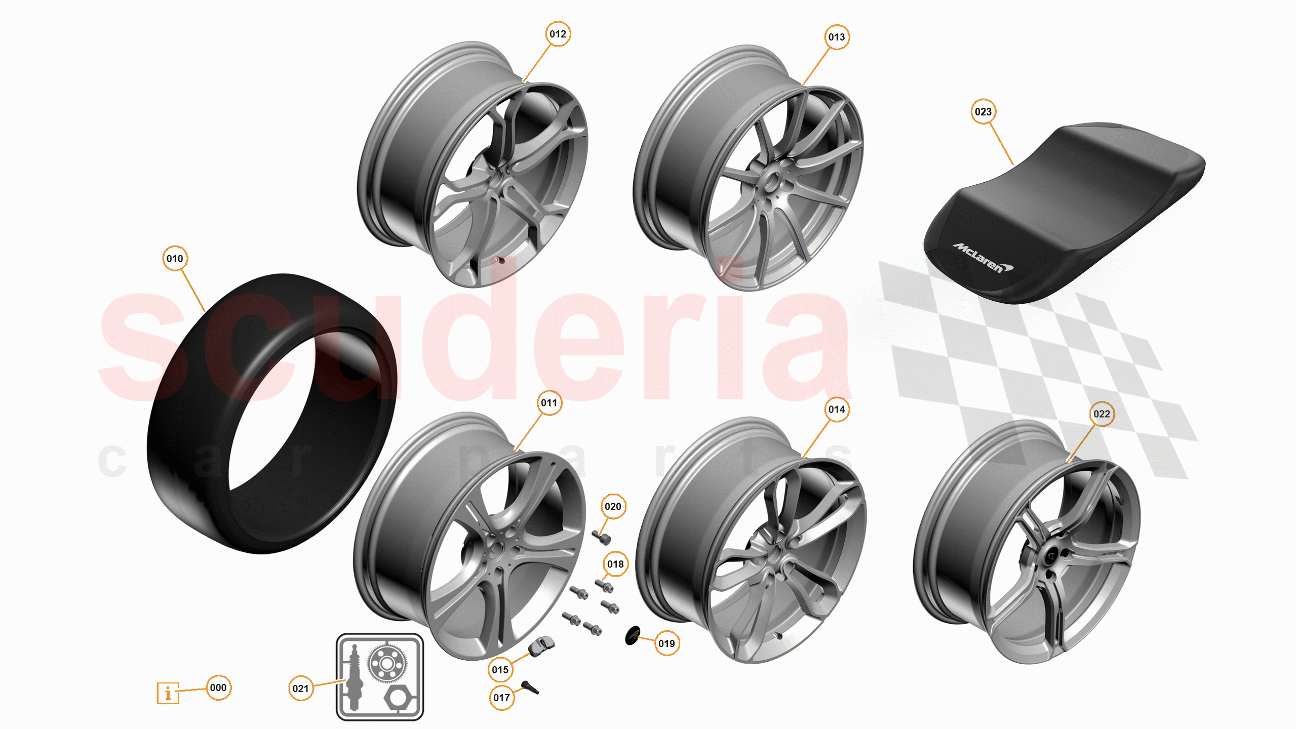 8 - B3 - WHEELS AND TYRES - 8.1 - 01 - WHEEL ASSEMBLY of McLaren McLaren 650S Spider