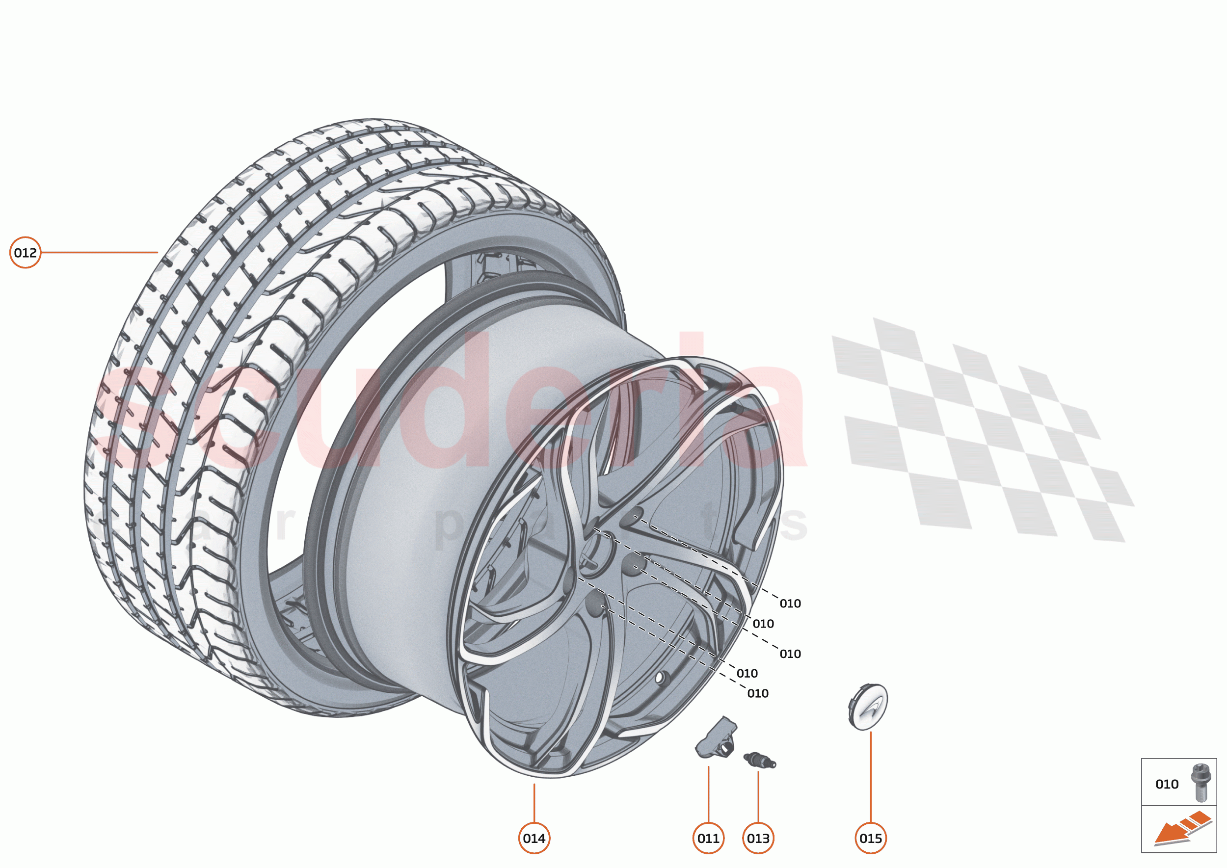 22 - SUSPENSION - WHEELS AND TYRES FRONT - 22.1 - WHEELS AND TYRES ASSEMBLIES FRONT of McLaren McLaren 750S Spider