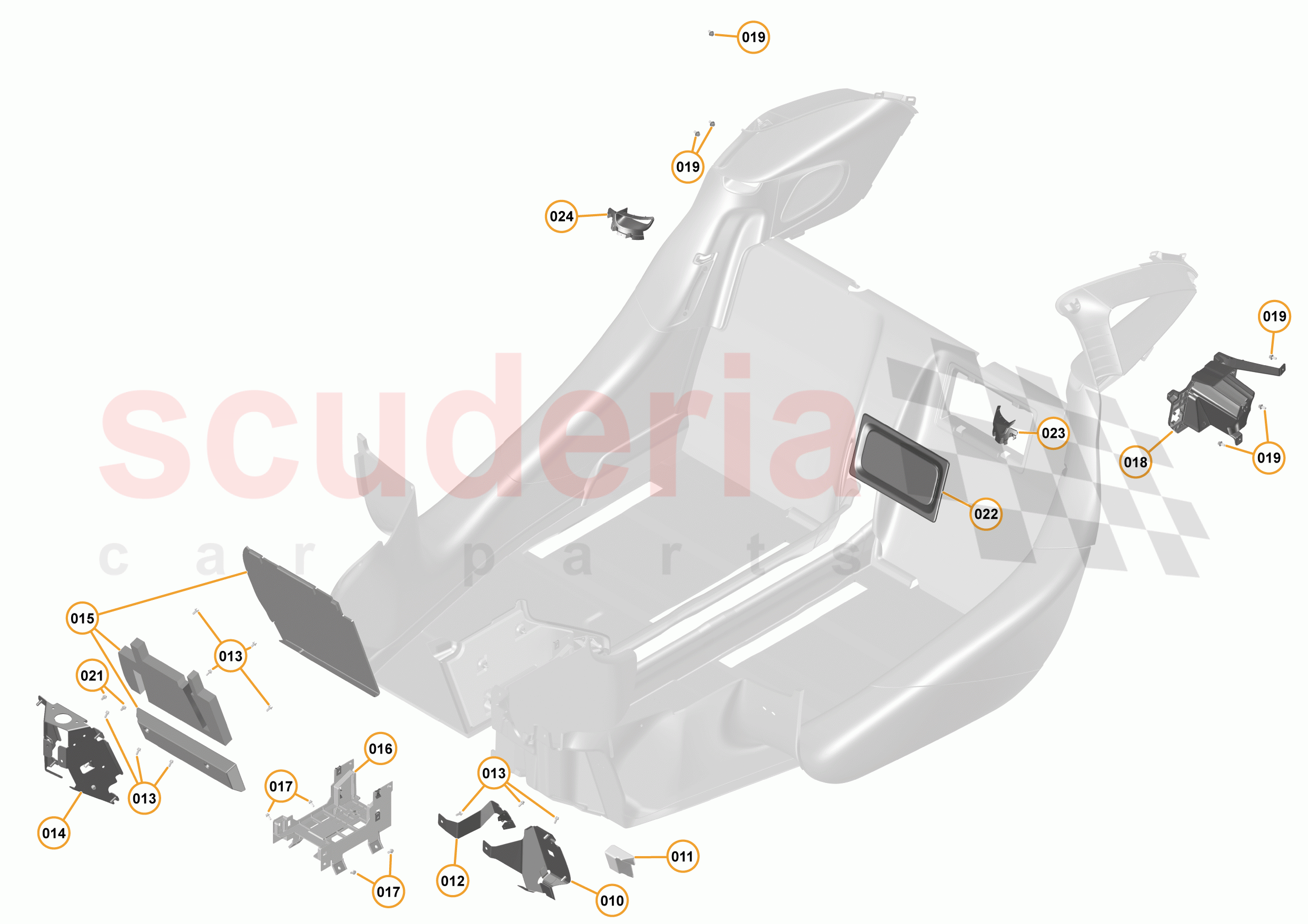 47 - INTERIOR SYSTEMS - 47.19 - LOWER & REAR TRIM - FOOTRESTS - BRACKETS - ELECTRICAL COVER - CAPPING PANEL of McLaren McLaren 570GT