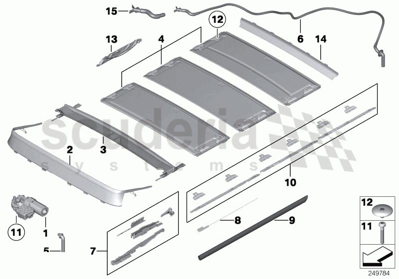 Panorama glass roof, mounting parts of Rolls Royce Rolls Royce Ghost Series I (2009-2014)