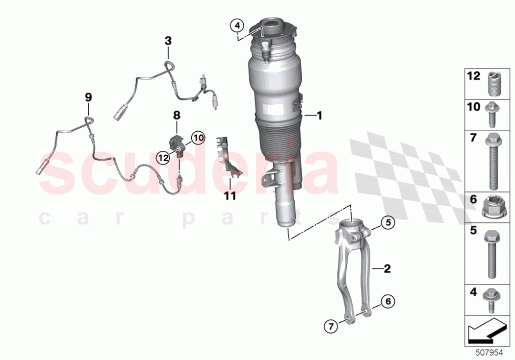 Air spring strut front of Rolls Royce Rolls Royce Cullinan RR31(2017-2023)