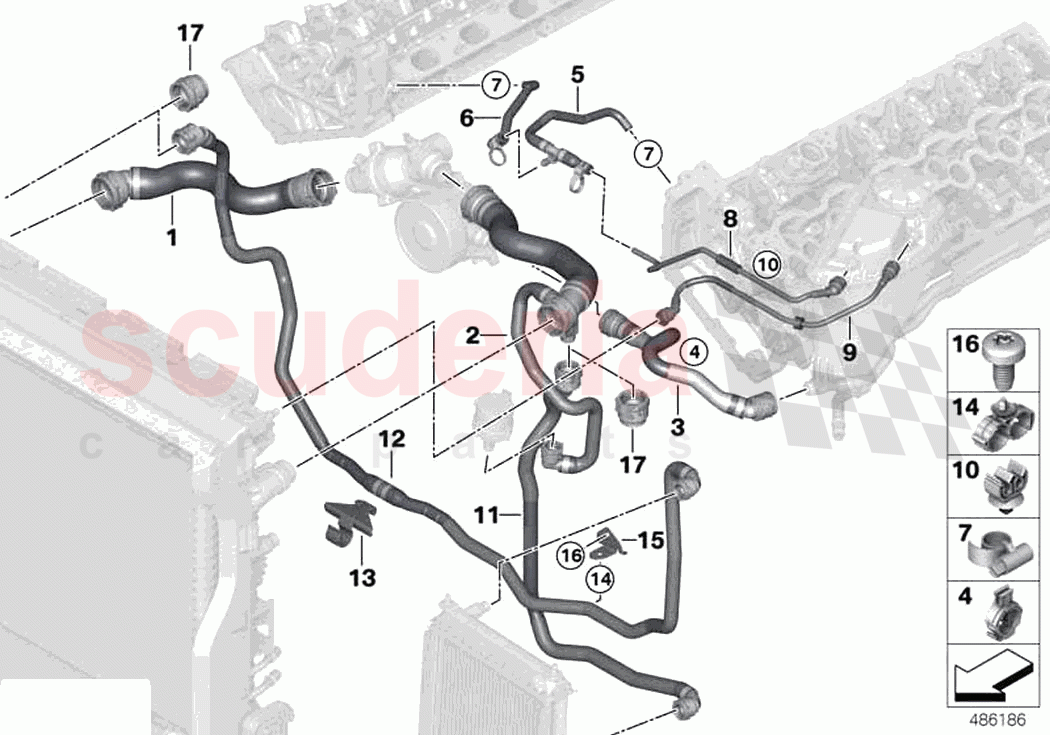 Cooling system coolant hoses of Rolls Royce Rolls Royce Cullinan RR31(2017-2023)