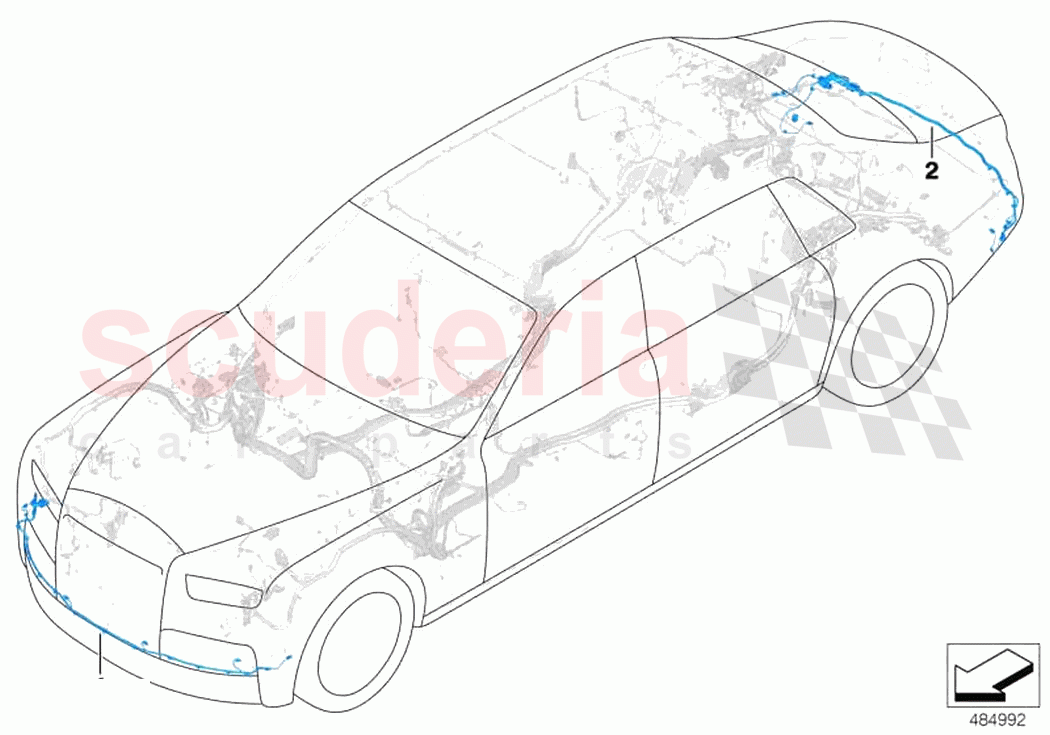 Wiring harnesses bumper front rear of Rolls Royce Rolls Royce Cullinan RR31(2017-2023)