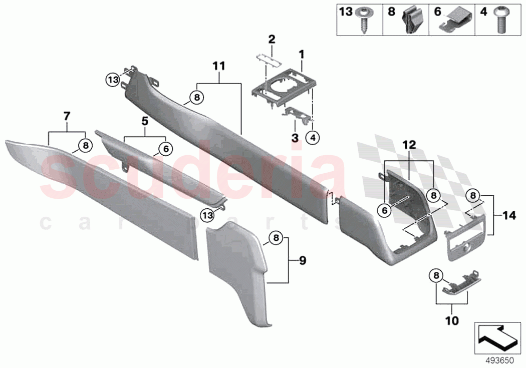 Mounted parts for centre console of Rolls Royce Rolls Royce Cullinan RR31(2017-2023)