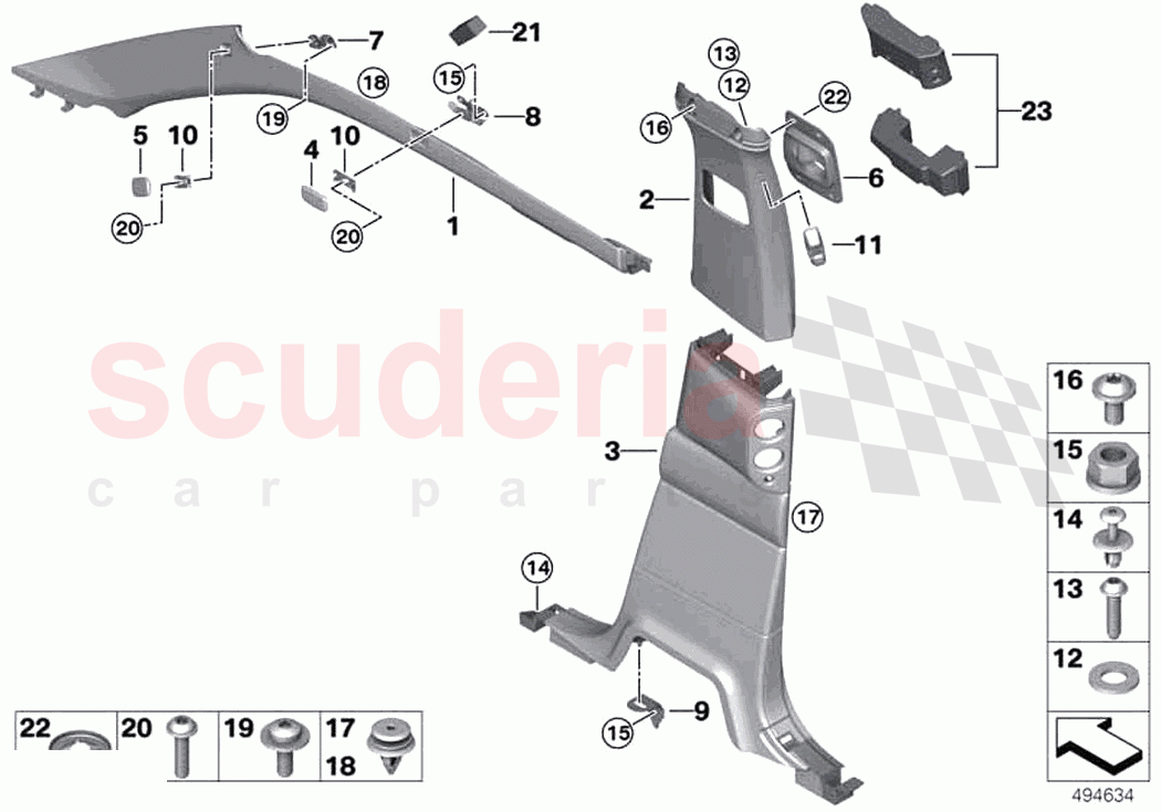 Trim panel A B pillar of Rolls Royce Rolls Royce Cullinan RR31(2017-2023)