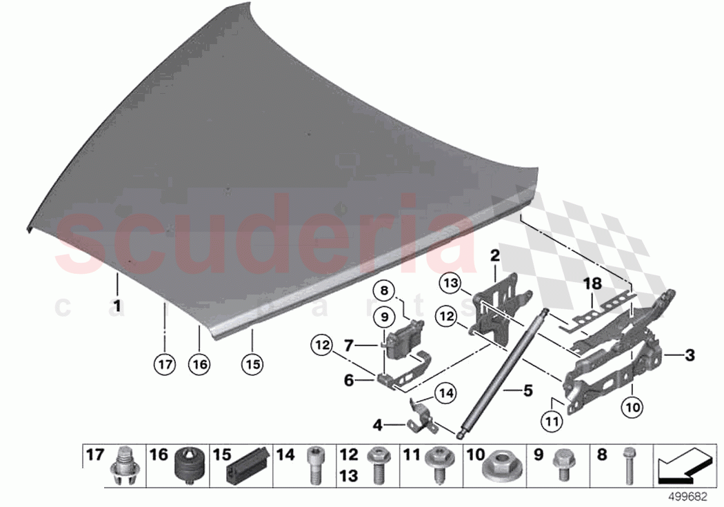 Engine hood mounting parts of Rolls Royce Rolls Royce Dawn RR6(2017-2023)