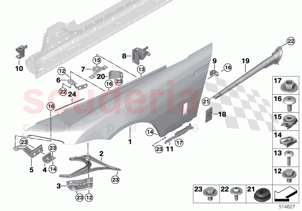 Front side panel Mounting parts of Rolls Royce Rolls Royce Dawn RR6(2017-2023)