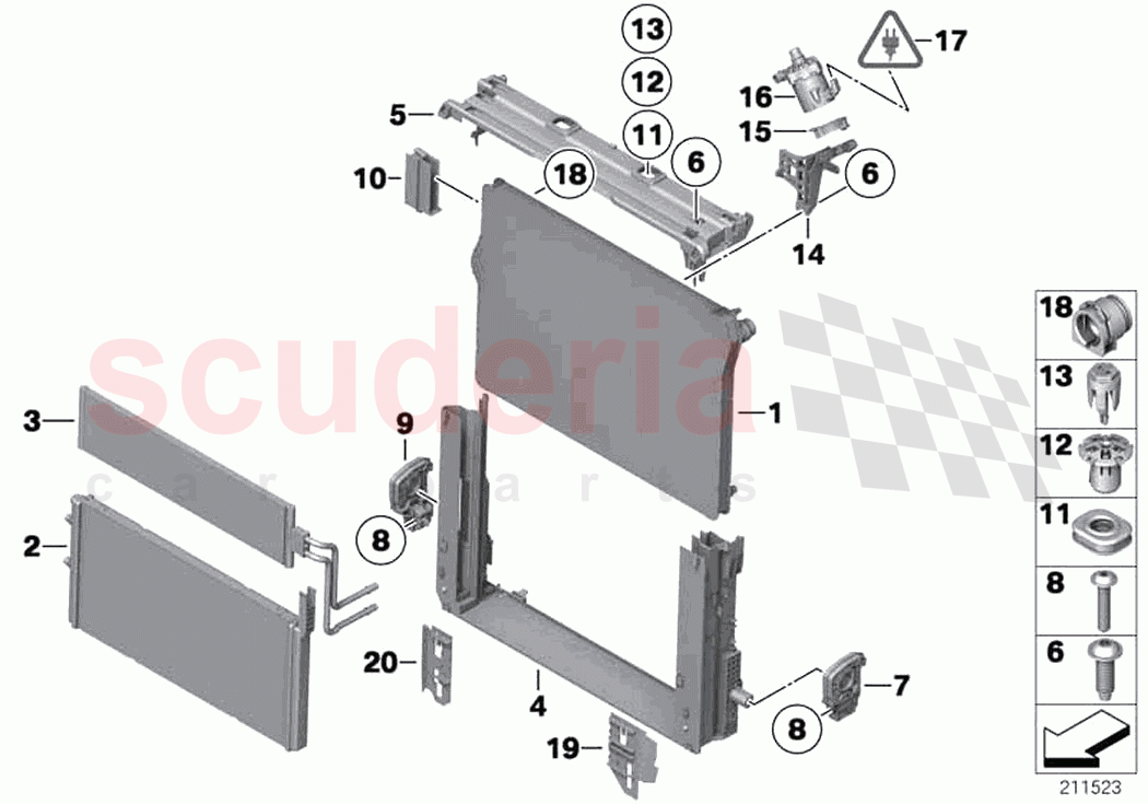 Mounting parts f radiator of Rolls Royce Rolls Royce Dawn RR6(2017-2023)
