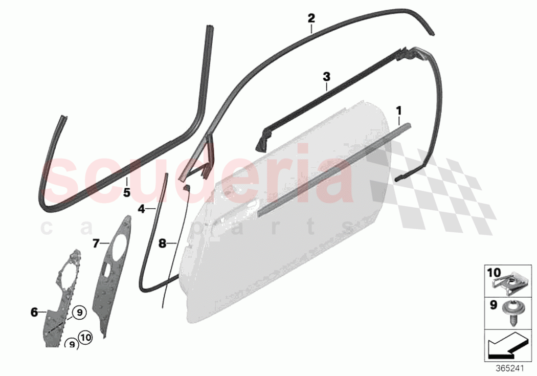 Trims and seals door front of Rolls Royce Rolls Royce Dawn RR6(2017-2023)