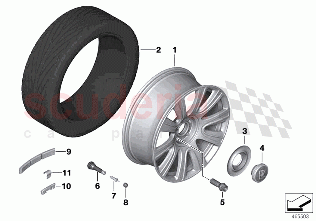 Light alloy wheel styling 653 of Rolls Royce Rolls Royce Dawn RR6(2017-2023)