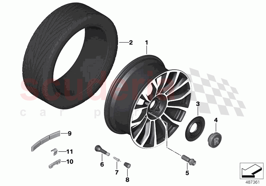 Light alloy wheel styling 710 of Rolls Royce Rolls Royce Dawn RR6(2017-2023)